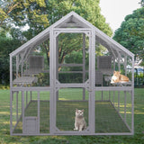 Super Large Cat Run House Outdoor,Luxury Cat Cage,Multiple Zones for Pets' Walking