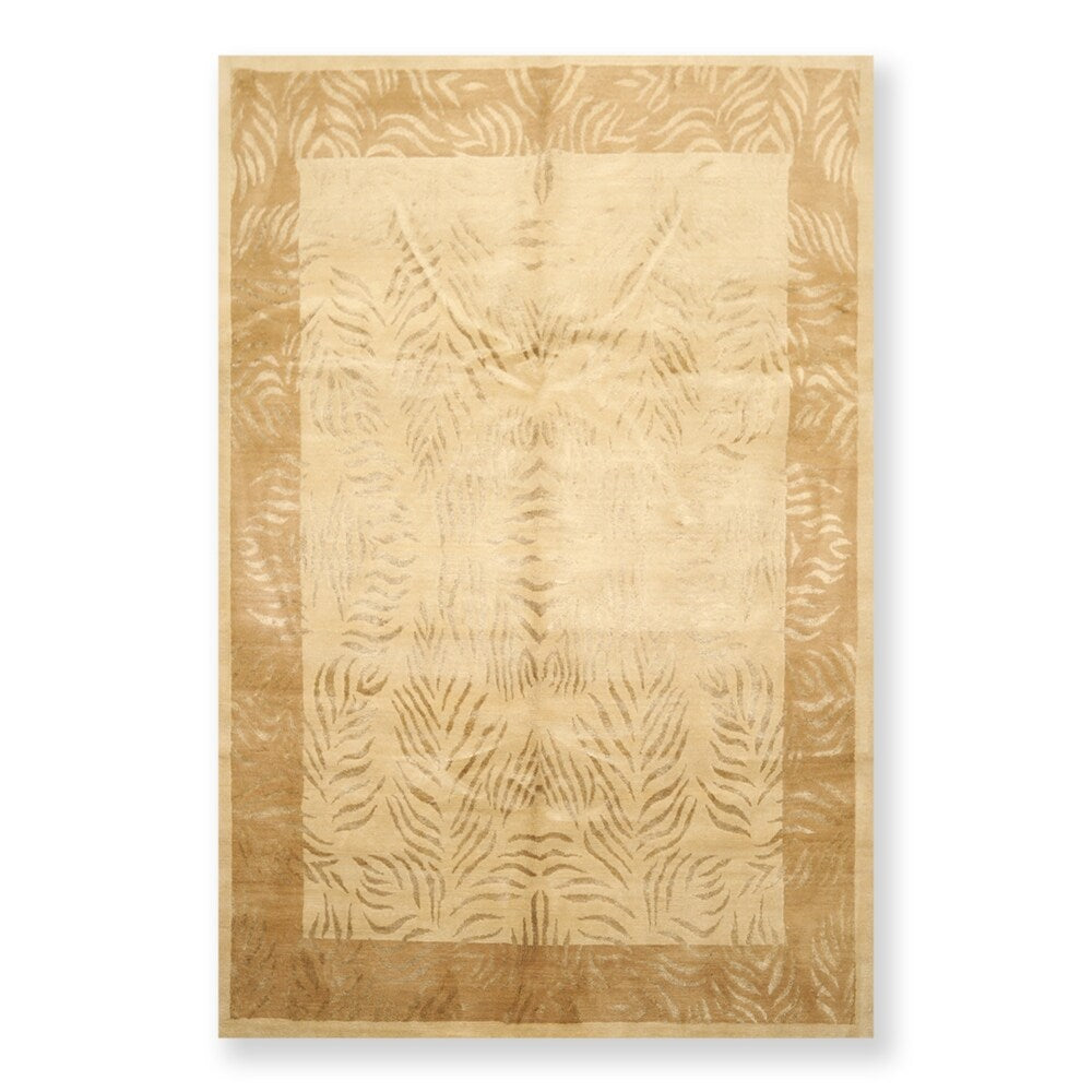 Superfine Designer Hand Knotted Wool & Silk Tibetan Oriental Area Rug (6'x9') - 6' x 9'