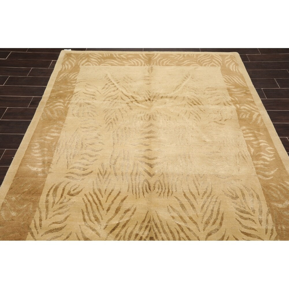Superfine Designer Hand Knotted Wool & Silk Tibetan Oriental Area Rug (6'x9') - 6' x 9'