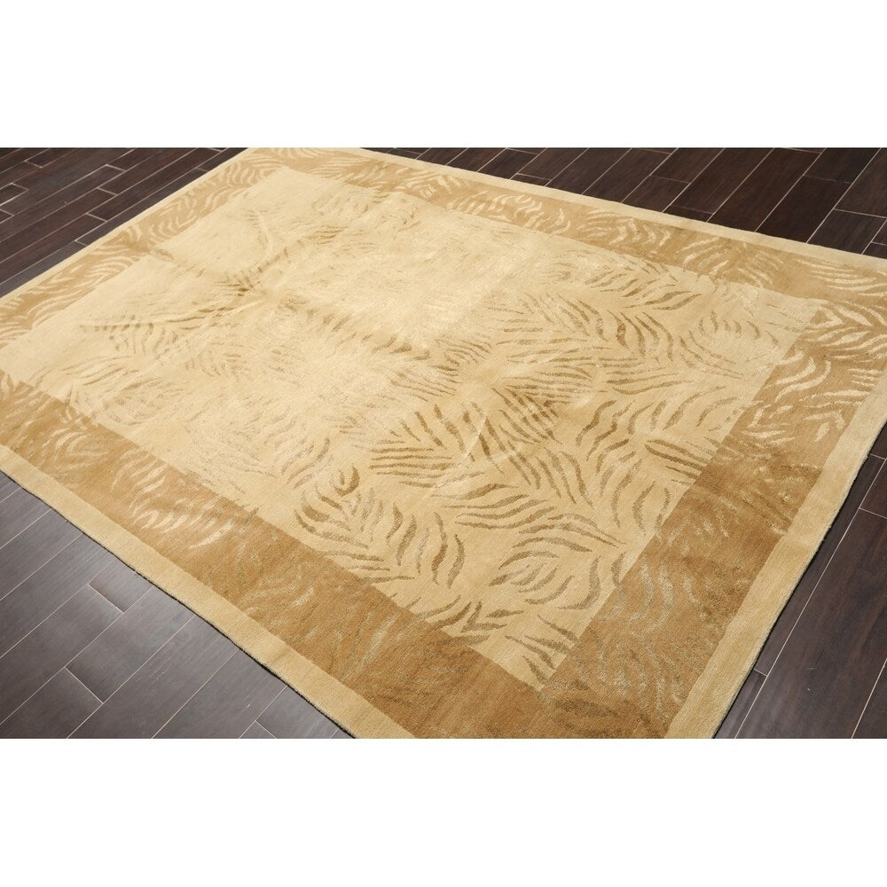 Superfine Designer Hand Knotted Wool & Silk Tibetan Oriental Area Rug (6'x9') - 6' x 9'