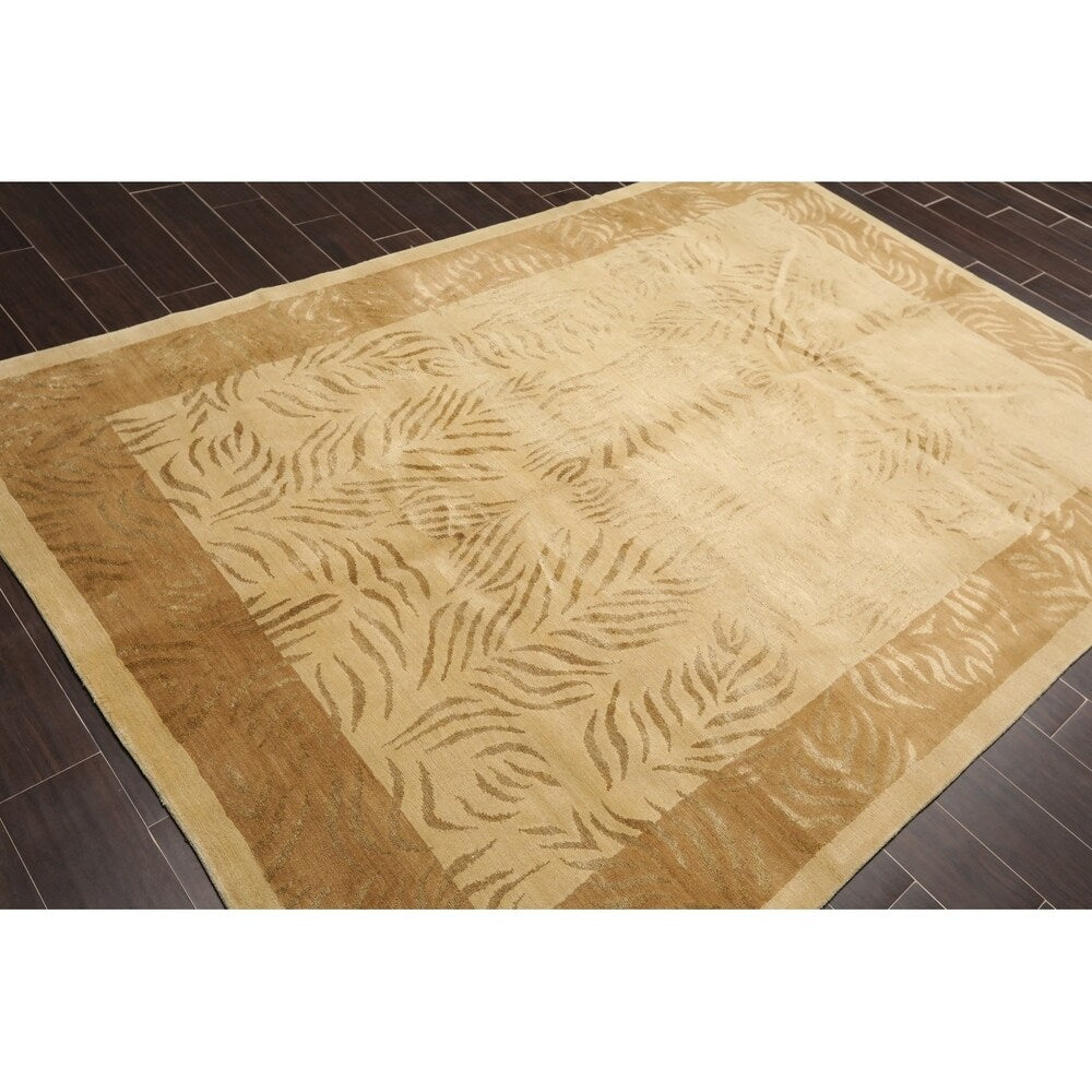 Superfine Designer Hand Knotted Wool & Silk Tibetan Oriental Area Rug (6'x9') - 6' x 9'