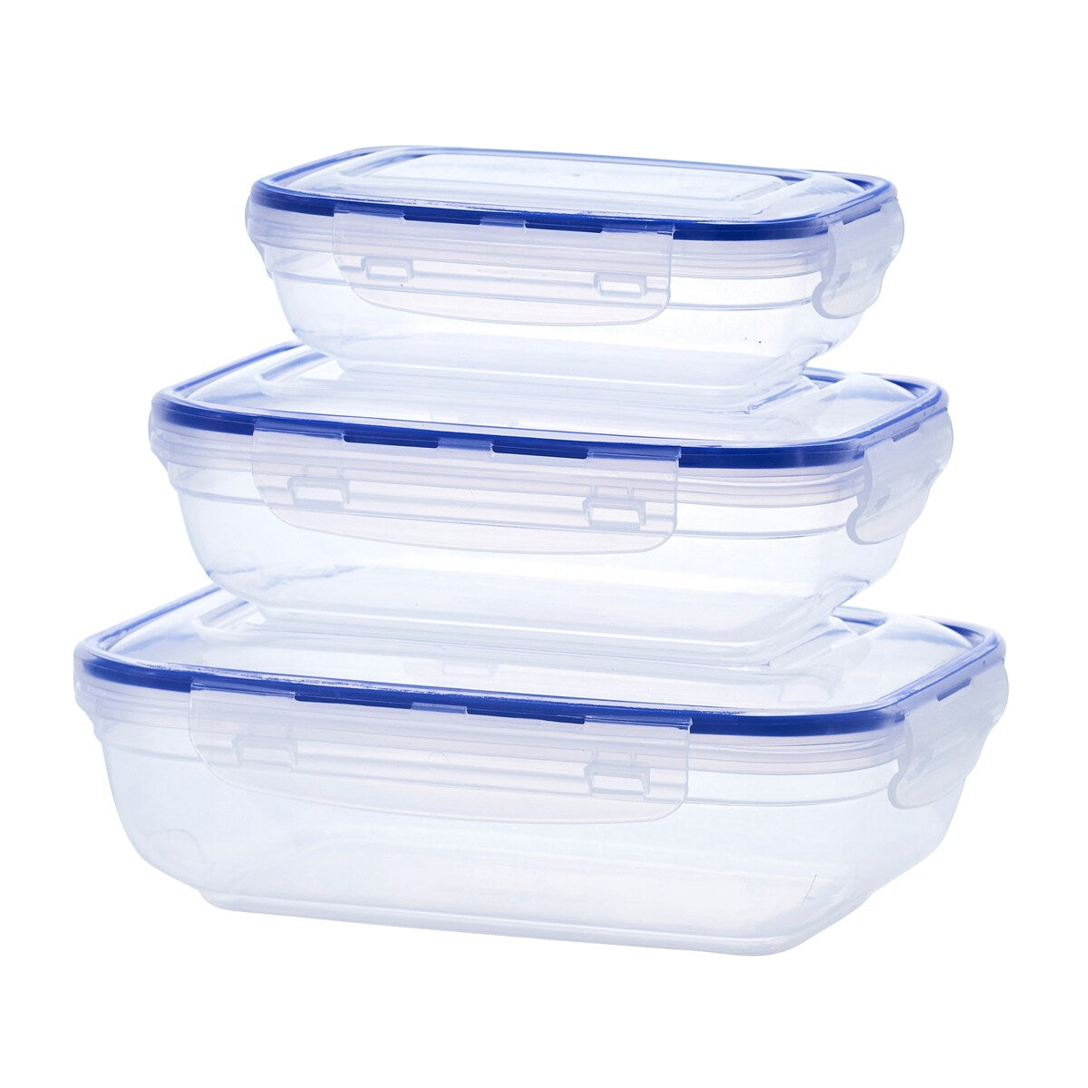 Superio 3 Pack Shallow Rectangular Sealed Food Storage Containers - 20 oz., 36 oz.,64 oz.