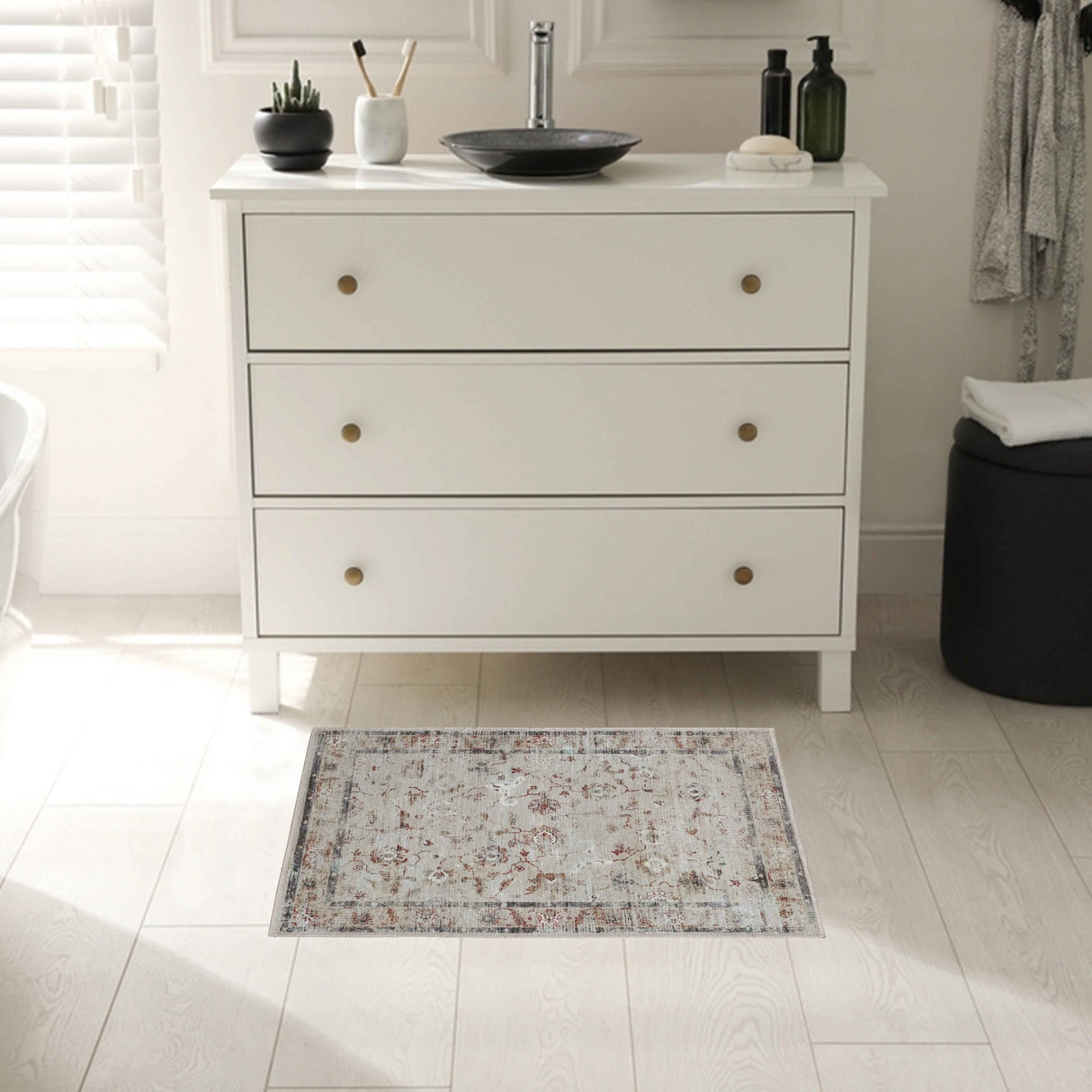 Superior Swan Floral Non-Slip Machine Washable Indoor Area Rug or Runner