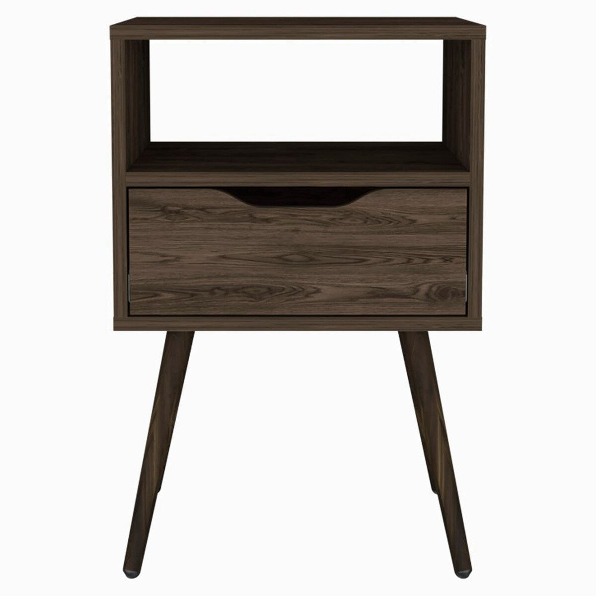 Superior Top Nightstand ,One Open Shelf, One Drawer, Four Legs