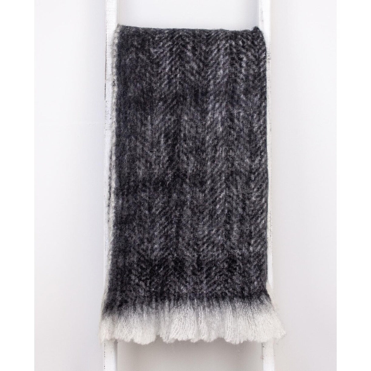 Supreme Soft Pink and White Herringbone Handloomed Throw Blanket