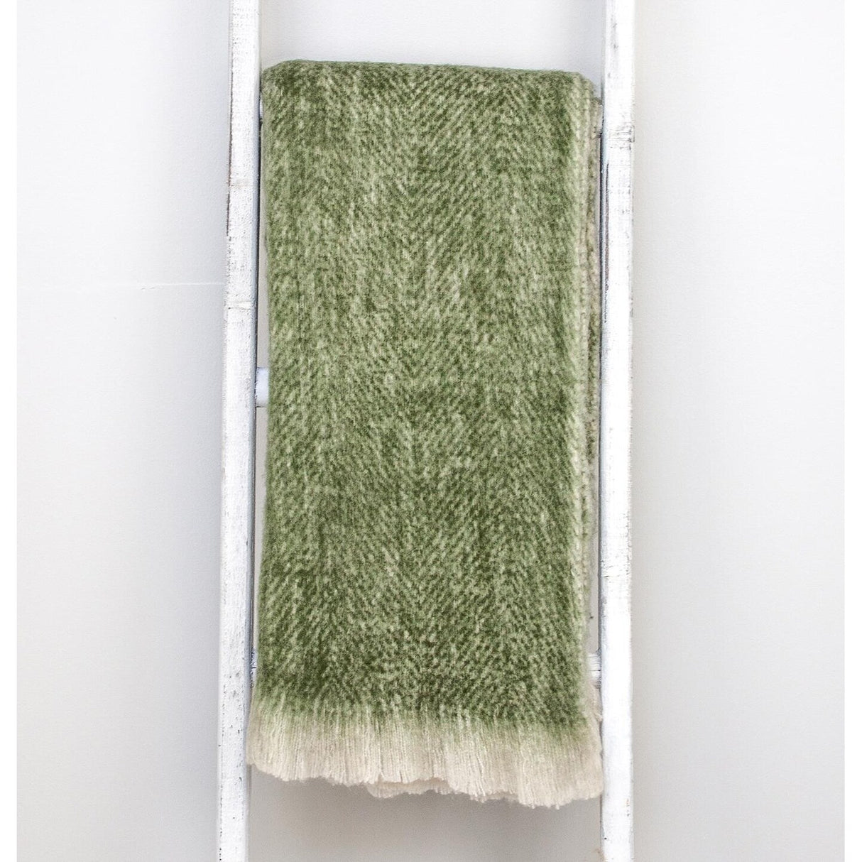 Supreme Soft Pink and White Herringbone Handloomed Throw Blanket