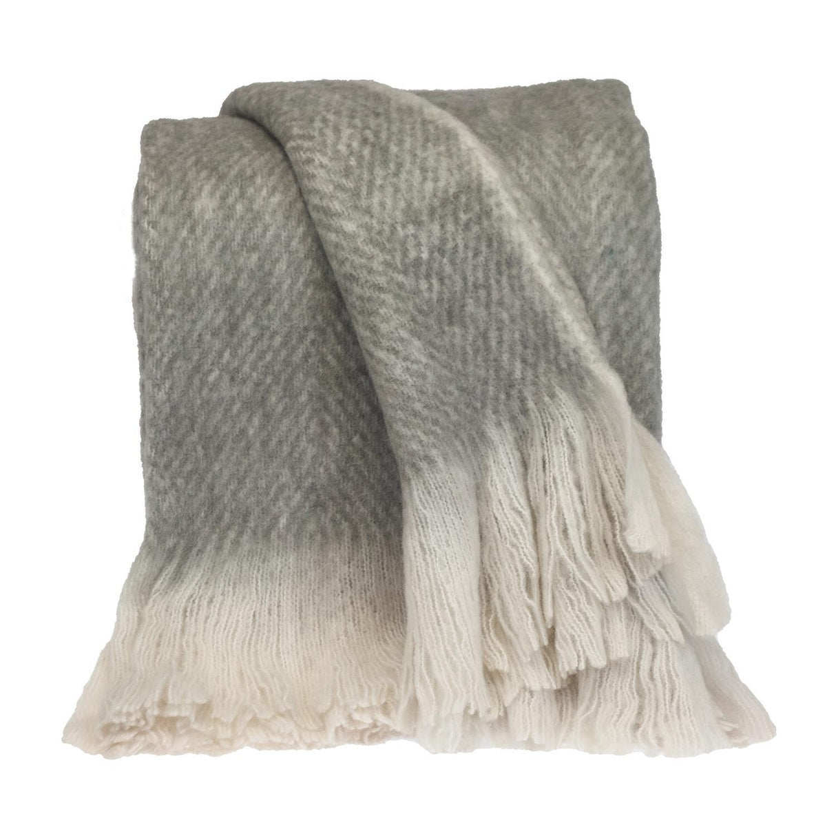 Supreme Soft Pink and White Herringbone Handloomed Throw Blanket