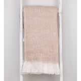 Supreme Soft Pink and White Herringbone Handloomed Throw Blanket