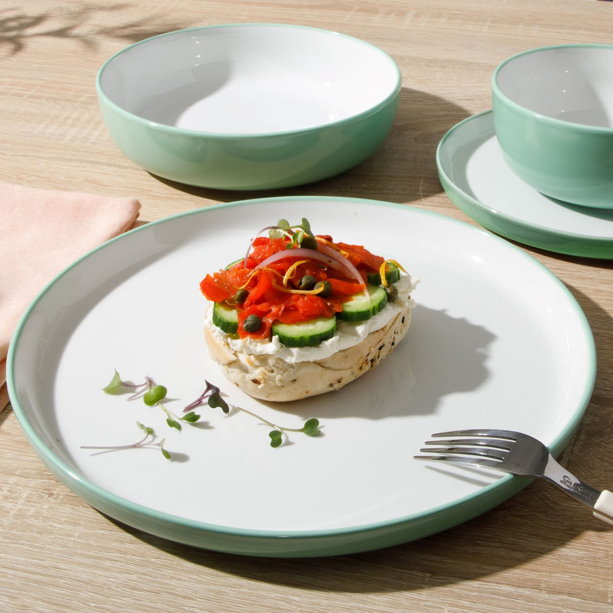 Sur La Table Kitchen Essentials 16-Piece Two-Tone Porcelain Dinnerware Set