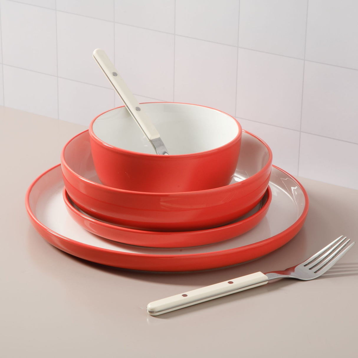Sur La Table Kitchen Essentials 16-Piece Two-Tone Porcelain Dinnerware Set