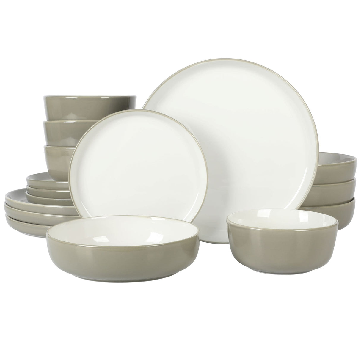 Sur La Table Kitchen Essentials 16-Piece Two-Tone Porcelain Dinnerware Set