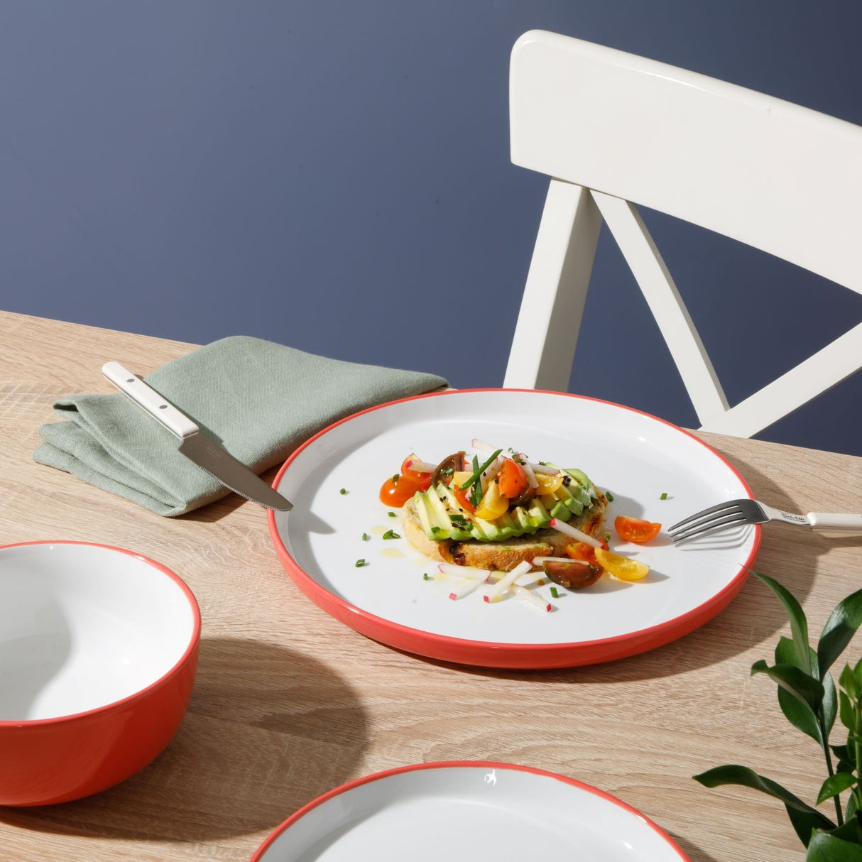 Sur La Table Kitchen Essentials 16-Piece Two-Tone Porcelain Dinnerware Set