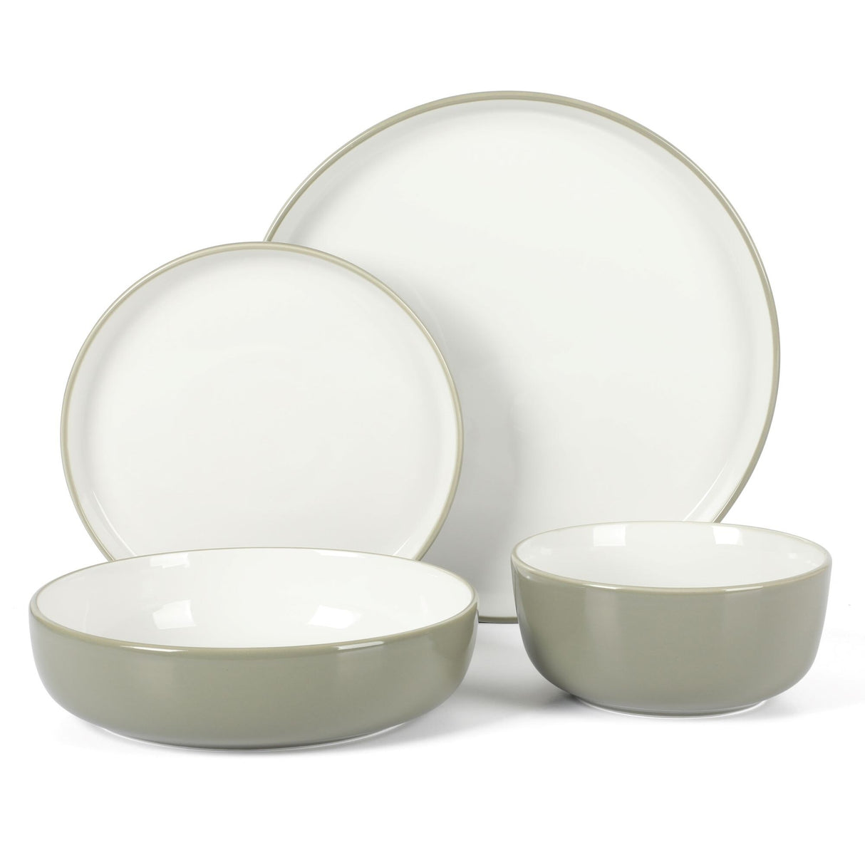 Sur La Table Kitchen Essentials 16-Piece Two-Tone Porcelain Dinnerware Set