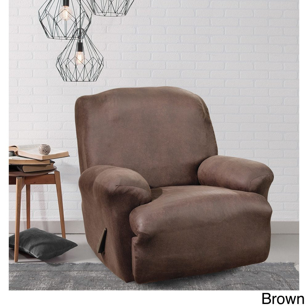 Sure Fit Brown Stretch Faux Leather Recliner Slipcover