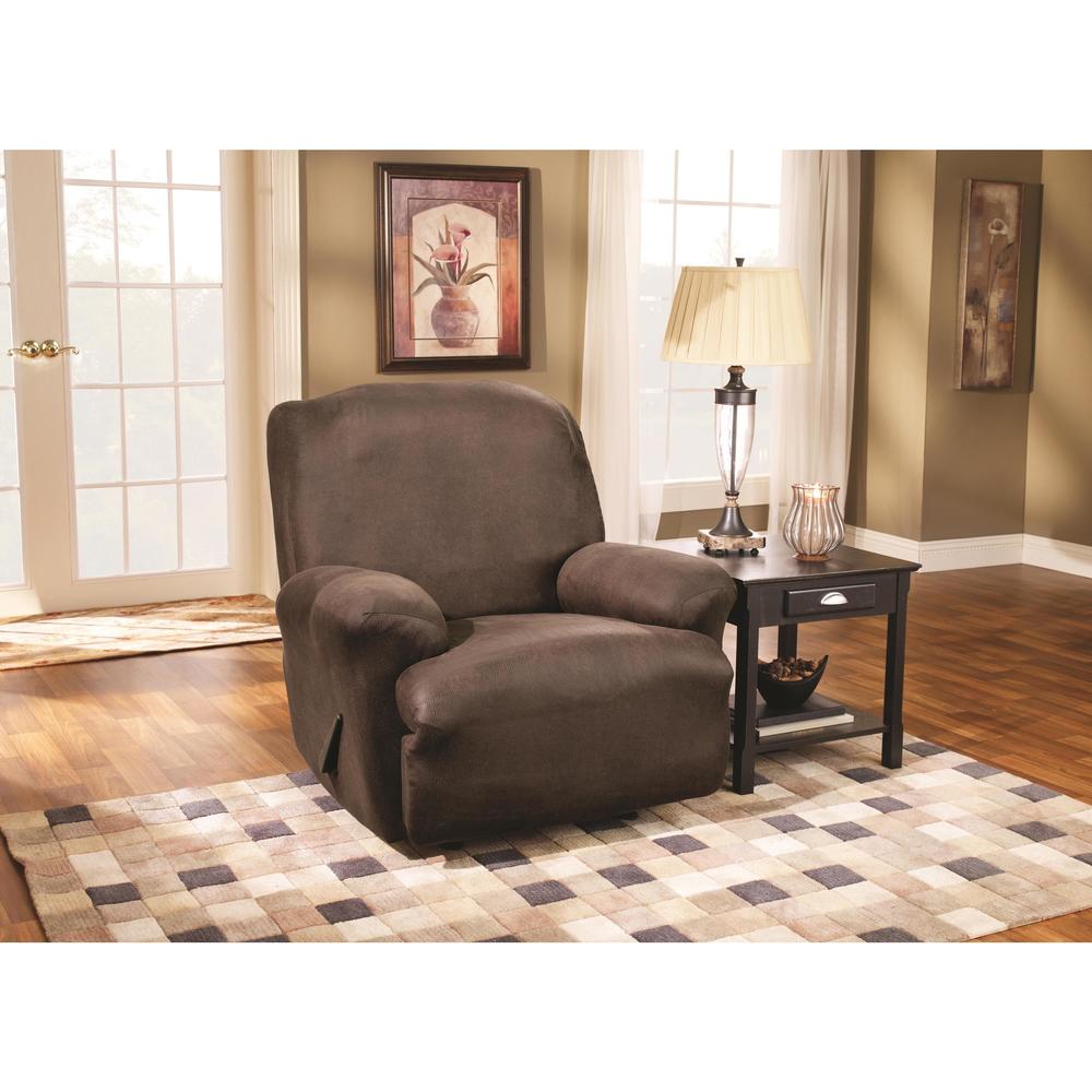 Sure Fit Brown Stretch Faux Leather Recliner Slipcover