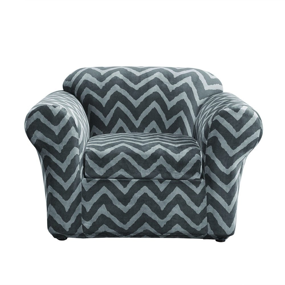 Sure Fit Stretch Plush Chevron 2 Piece Stretch Chair Cover