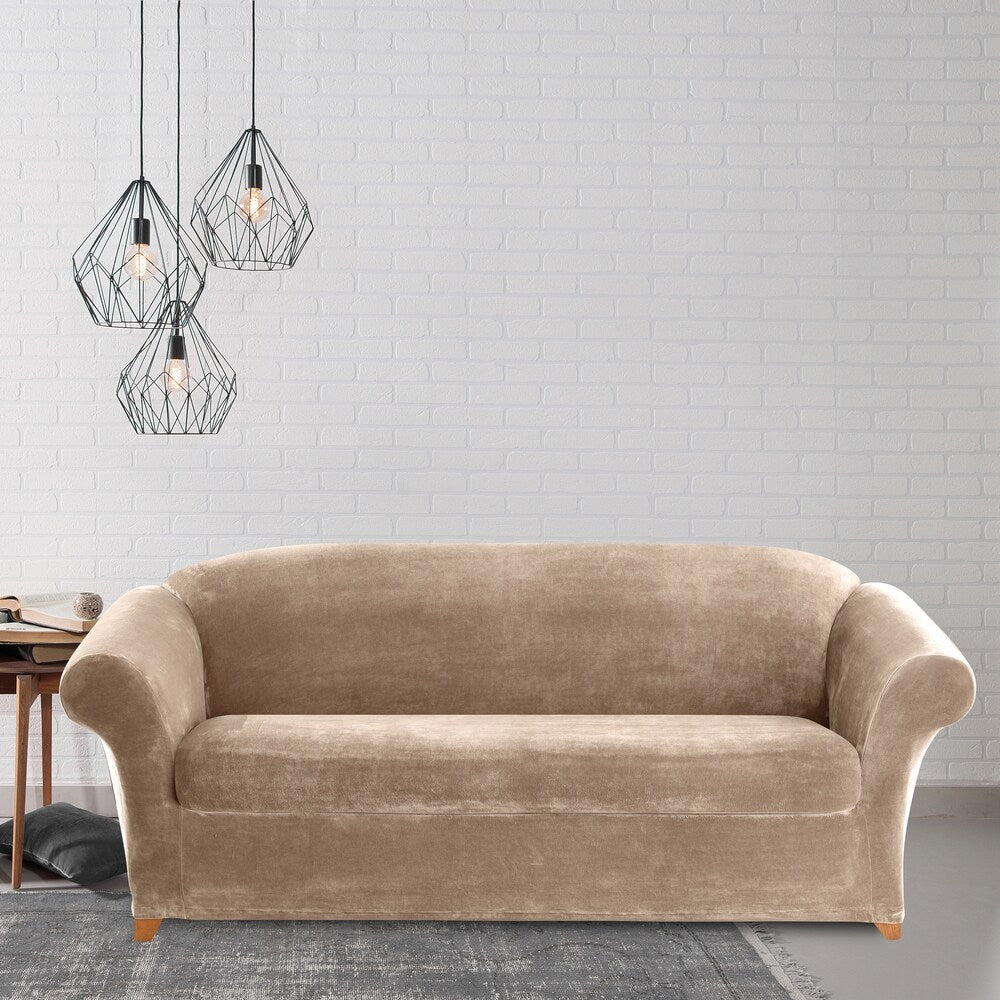 Sure Fit Stretch Plush Sable Sofa Slipcover