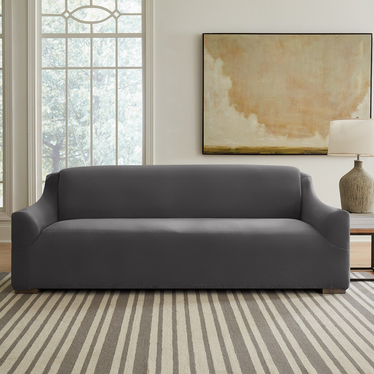 SureFit Hampstead Stretch Velvet X-Large Sofa Slipcover Machine Washable Couch Covers - 40x115