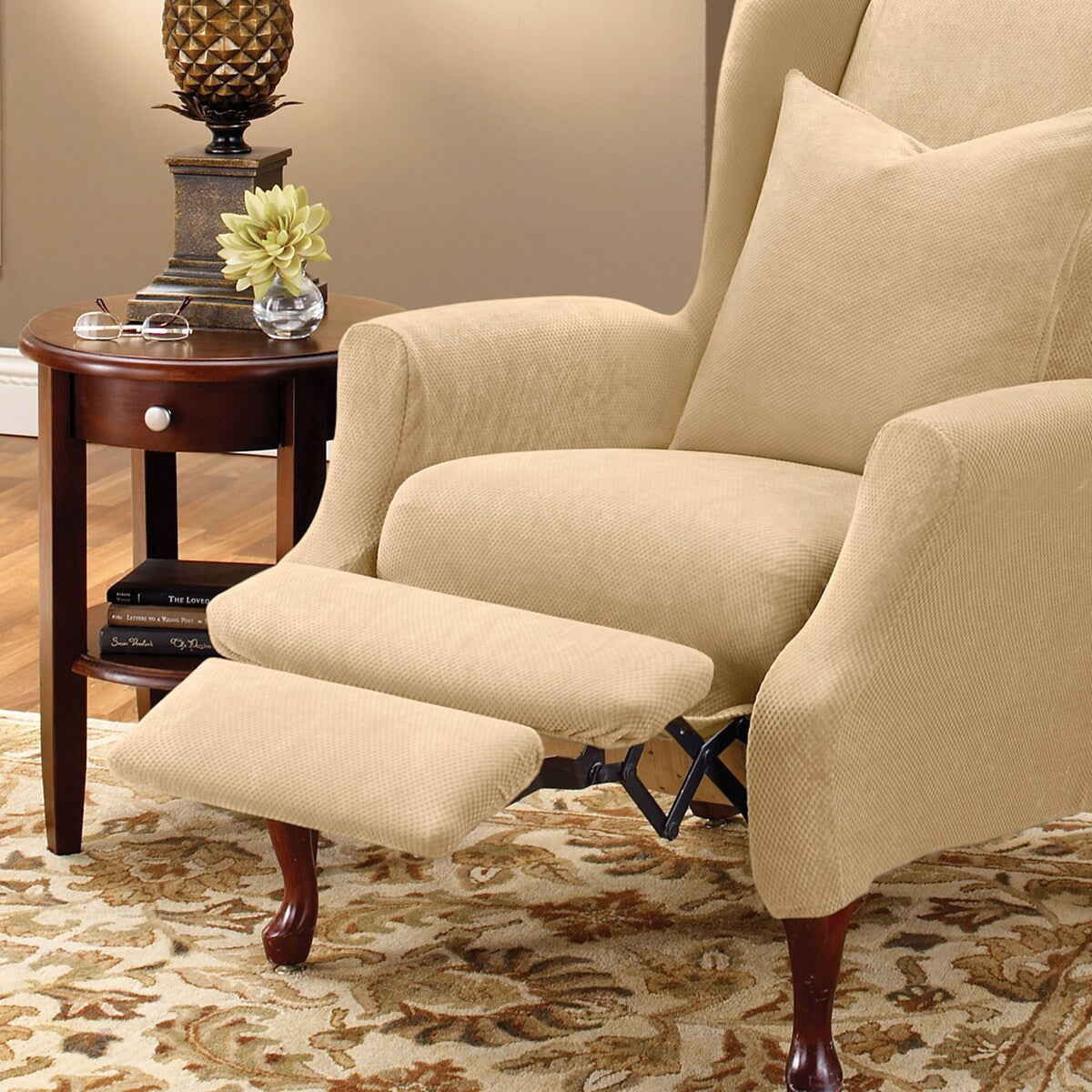 SureFit Stretch Pique 2 Piece Wing Recliner Slipcover
