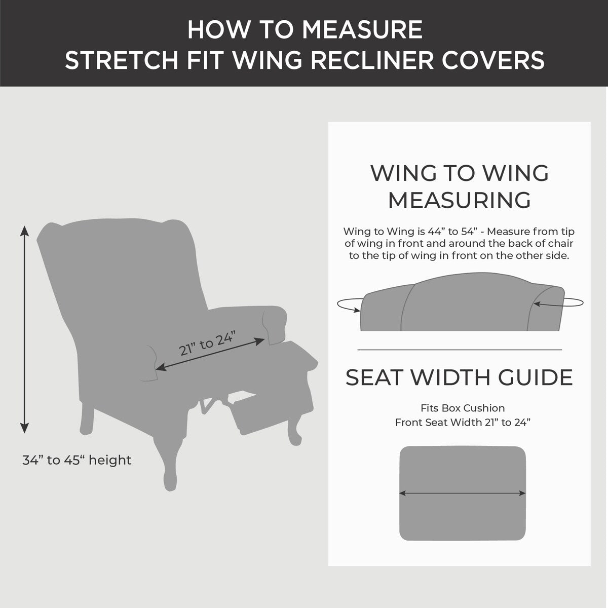 SureFit Stretch Pique 2 Piece Wing Recliner Slipcover