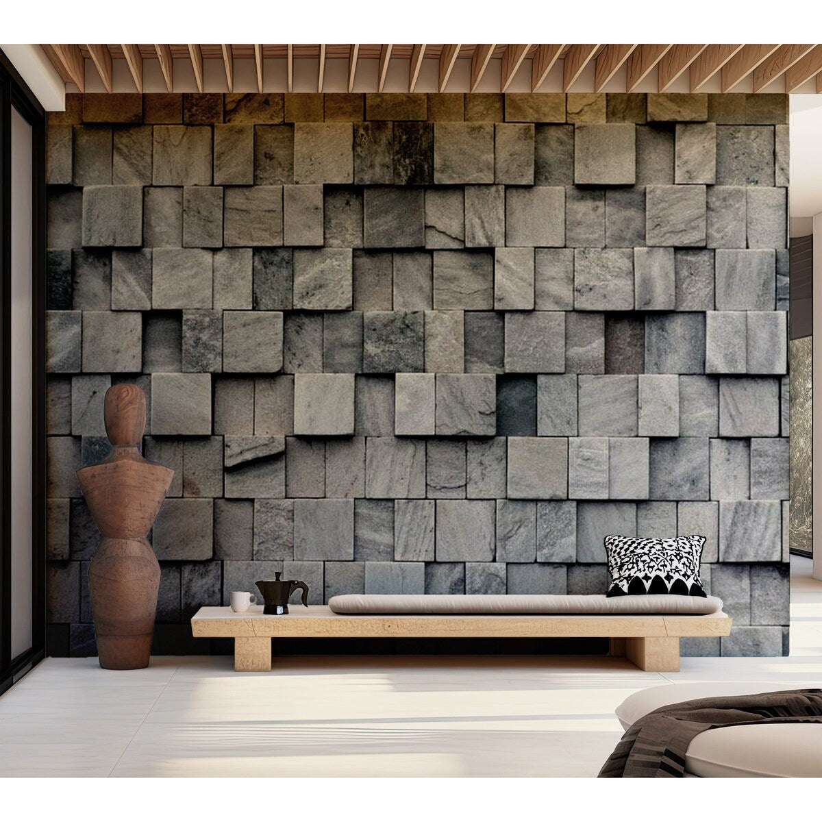 Surface Texture Wallpaper Wall Mural - Abstract Stacked Stone Cubes