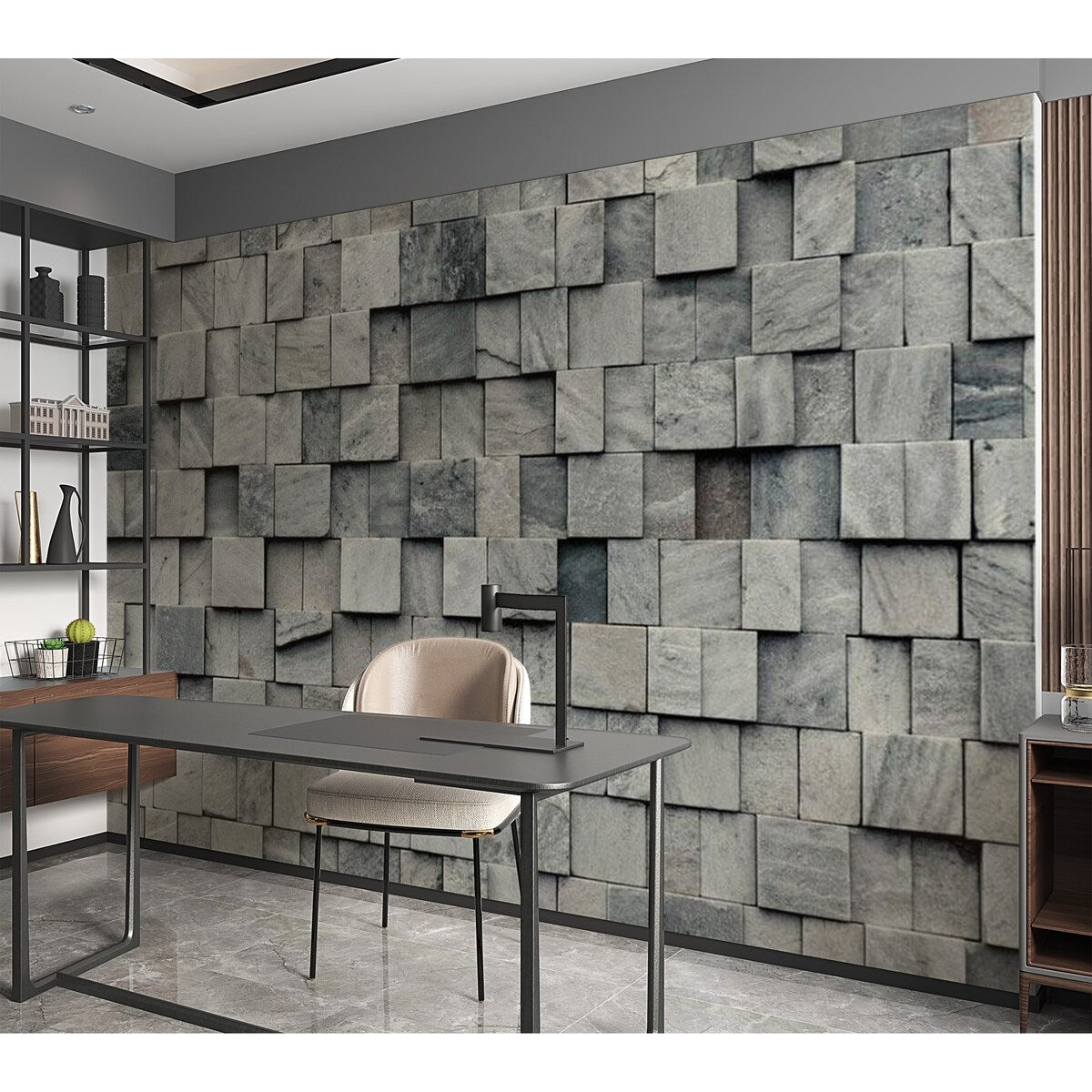 Surface Texture Wallpaper Wall Mural - Abstract Stacked Stone Cubes