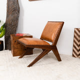 Susan Mid Century Modern Furniture Style Wide Top Leather Tan Comfy Armchair
