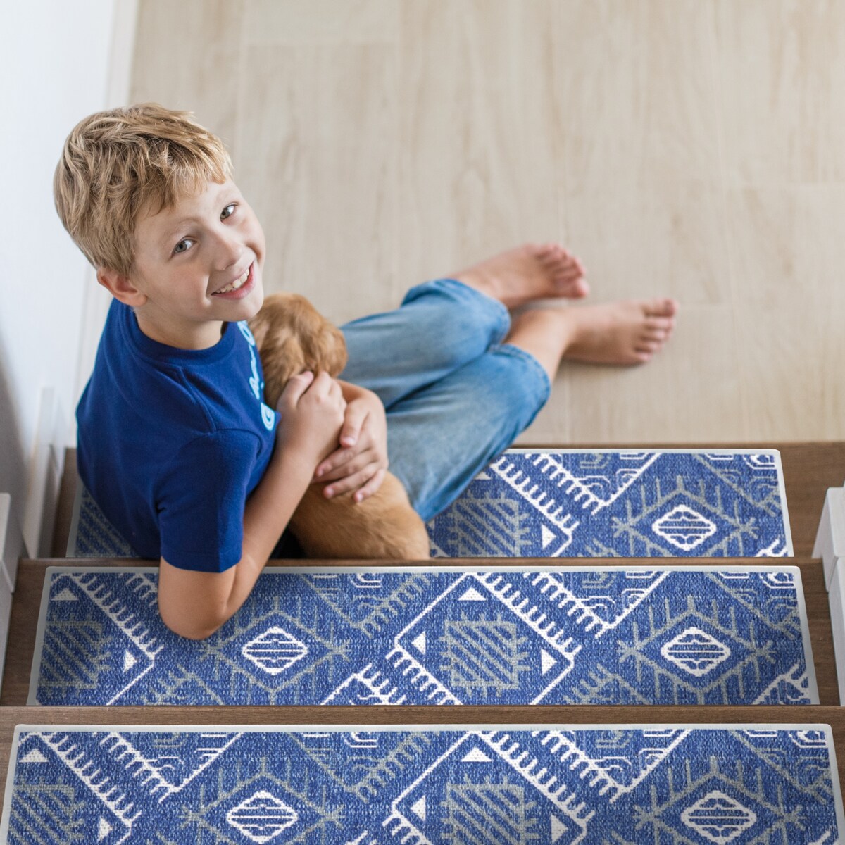 SussexHome Monument Design 9" X 28" Stair Treads - 70% Cotton Anti-Slip Carpet Strips for Stairs-with Double Adhesive Tape