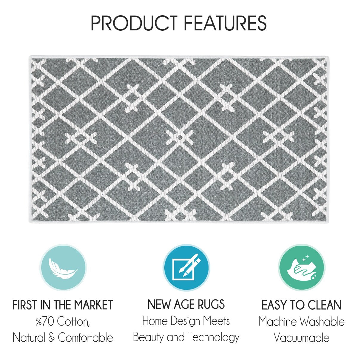 SussexHome Non-Skid Ultra-Thin Area Rugs for Laundry Room, Entryway, Bathroom and Kitchen - Washable Multipurpose Floor Mat