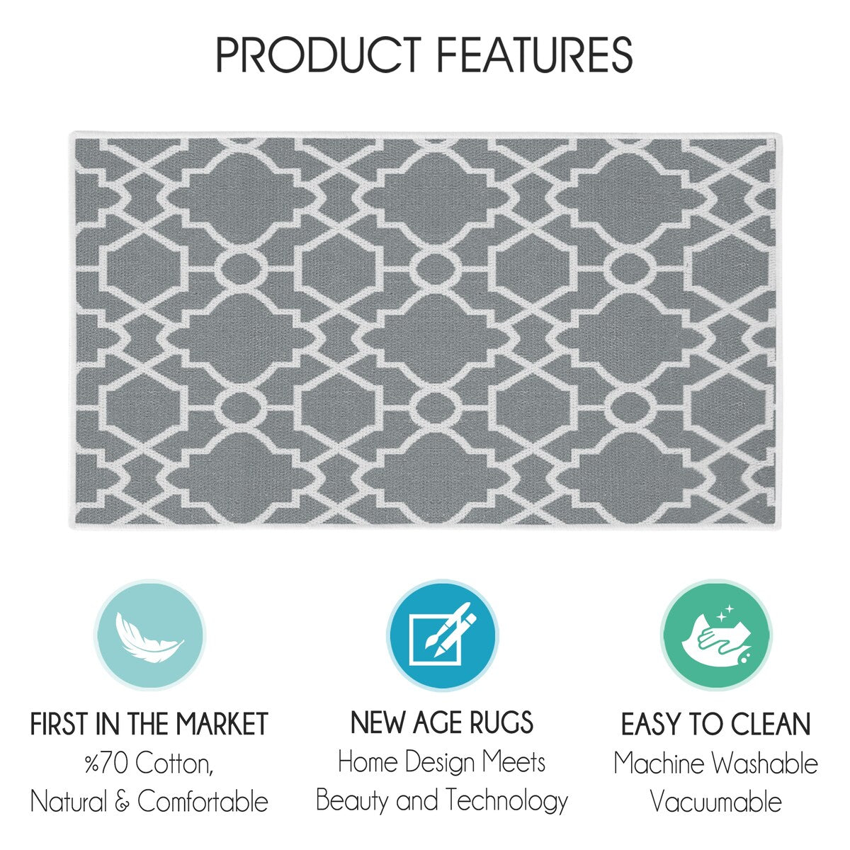 SussexHome Non-Skid Ultra-Thin Area Rugs for Laundry Room, Entryway, Bathroom and Kitchen - Washable Multipurpose Floor Mat