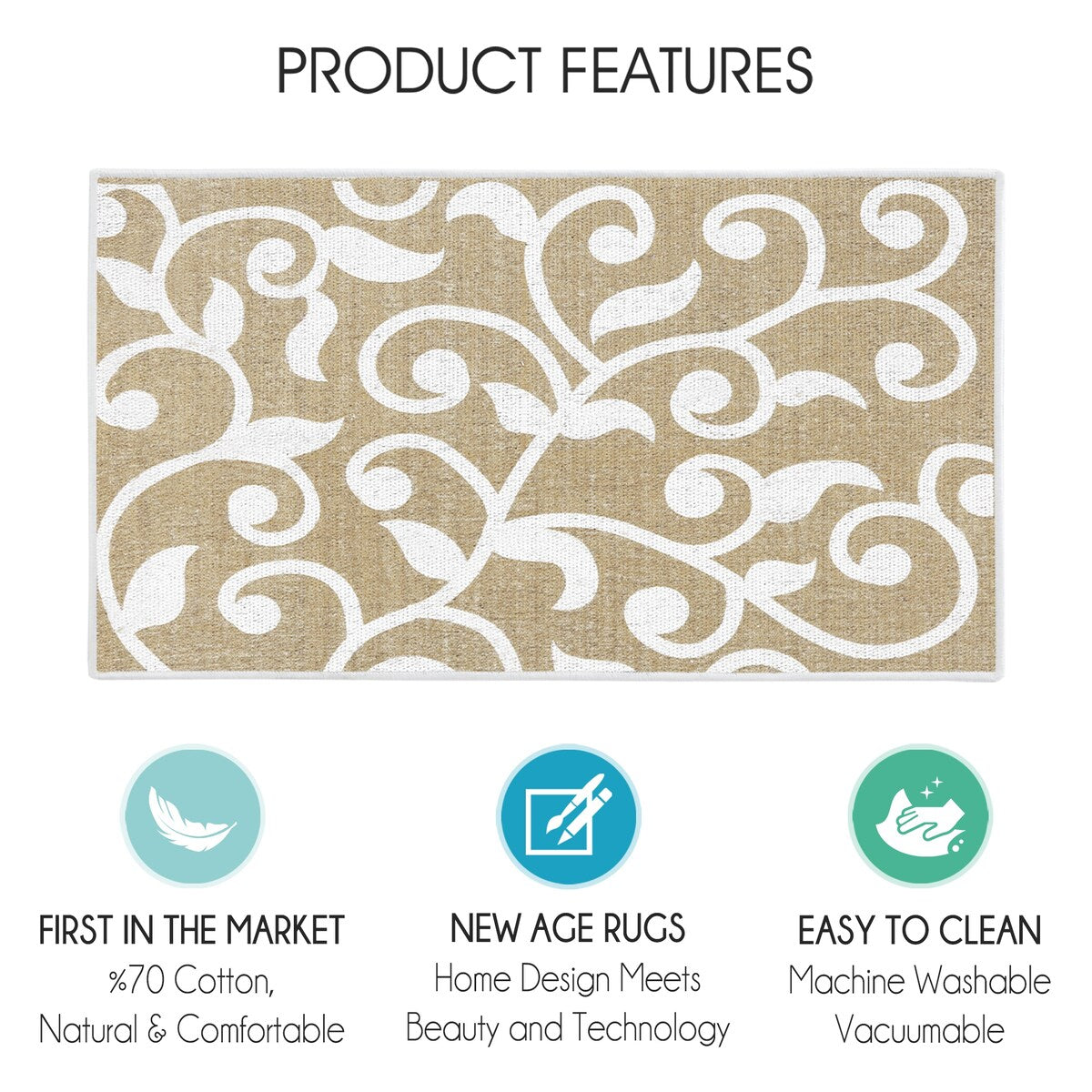 SussexHome Non-Skid Ultra-Thin Area Rugs for Laundry Room, Entryway, Bathroom and Kitchen - Washable Multipurpose Floor Mat