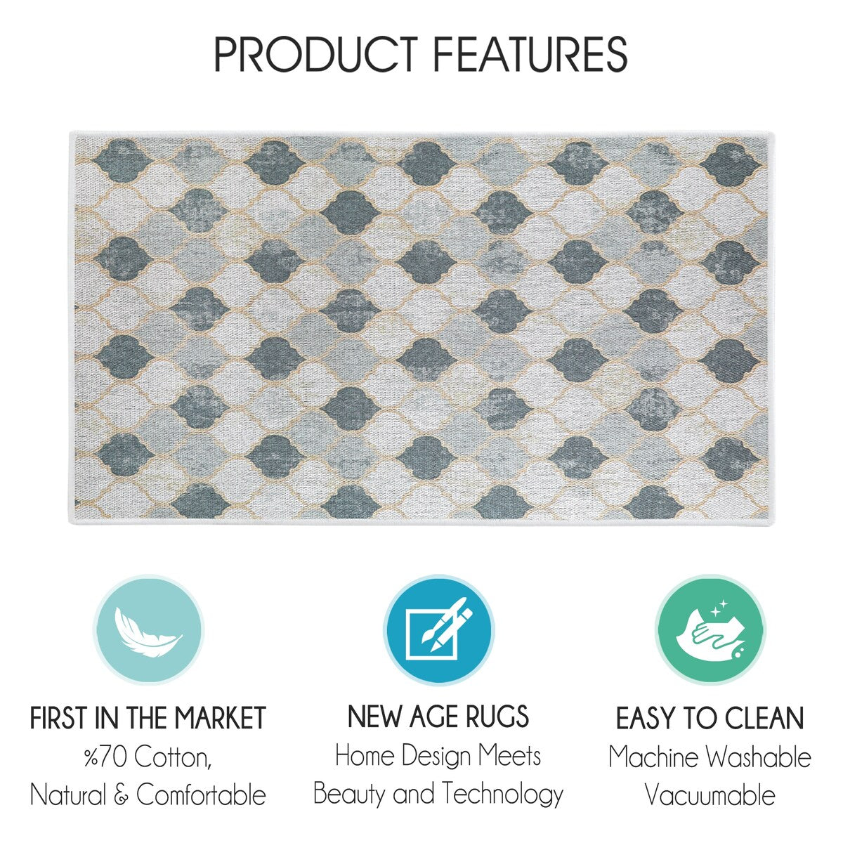 SussexHome Non-Skid Ultra-Thin Area Rugs for Laundry Room, Entryway, Bathroom and Kitchen - Washable Multipurpose Floor Mat
