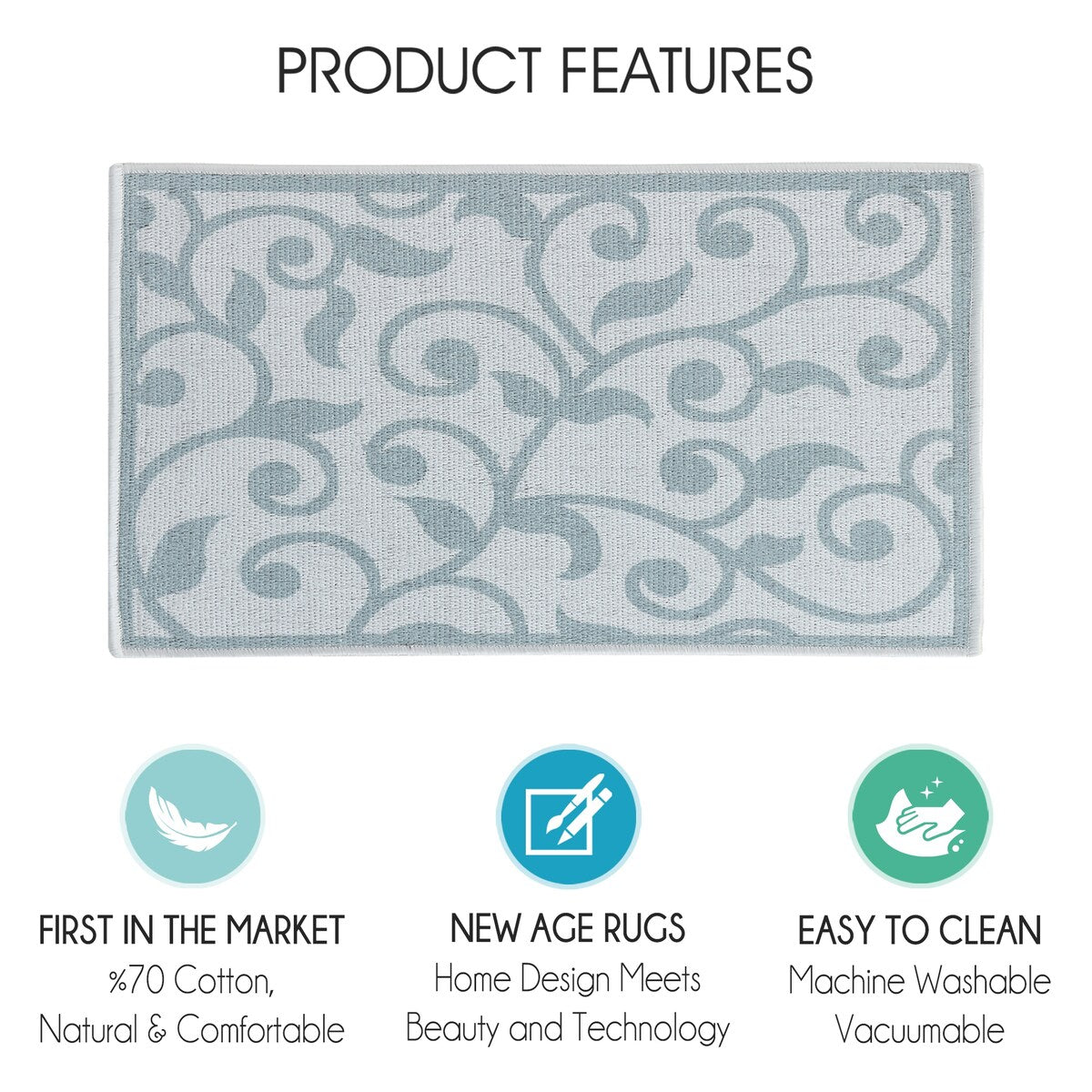 SussexHome Non-Skid Ultra-Thin Area Rugs for Laundry Room, Entryway, Bathroom and Kitchen - Washable Multipurpose Floor Mat