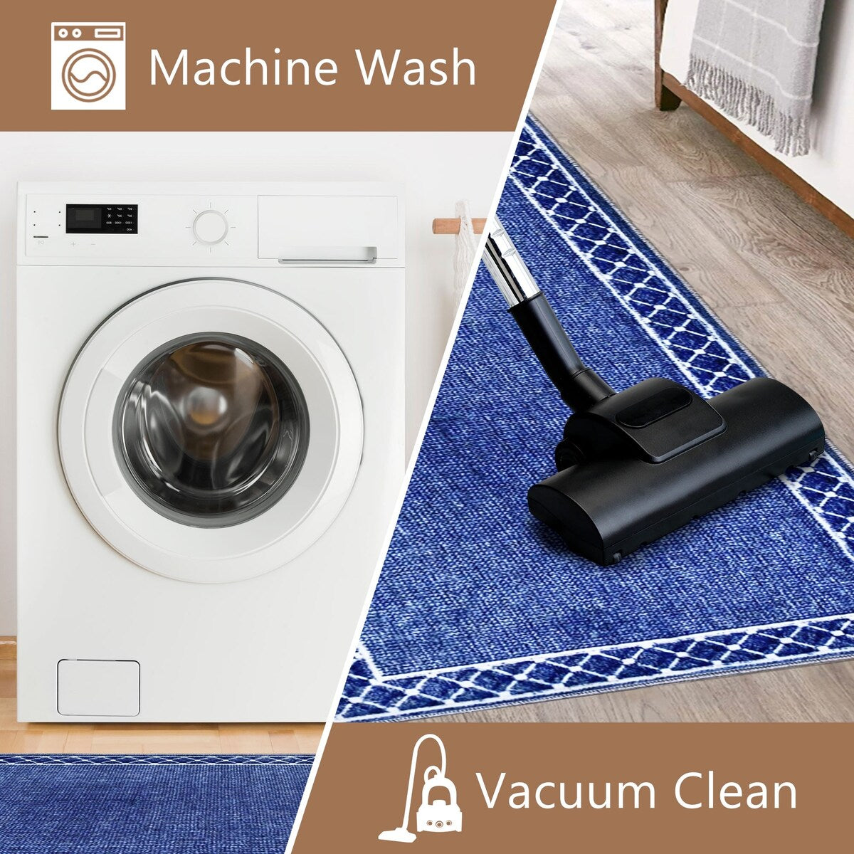 SussexHome Washable Ultra Thin Laundry Room Rug Runner - 20" x 59"