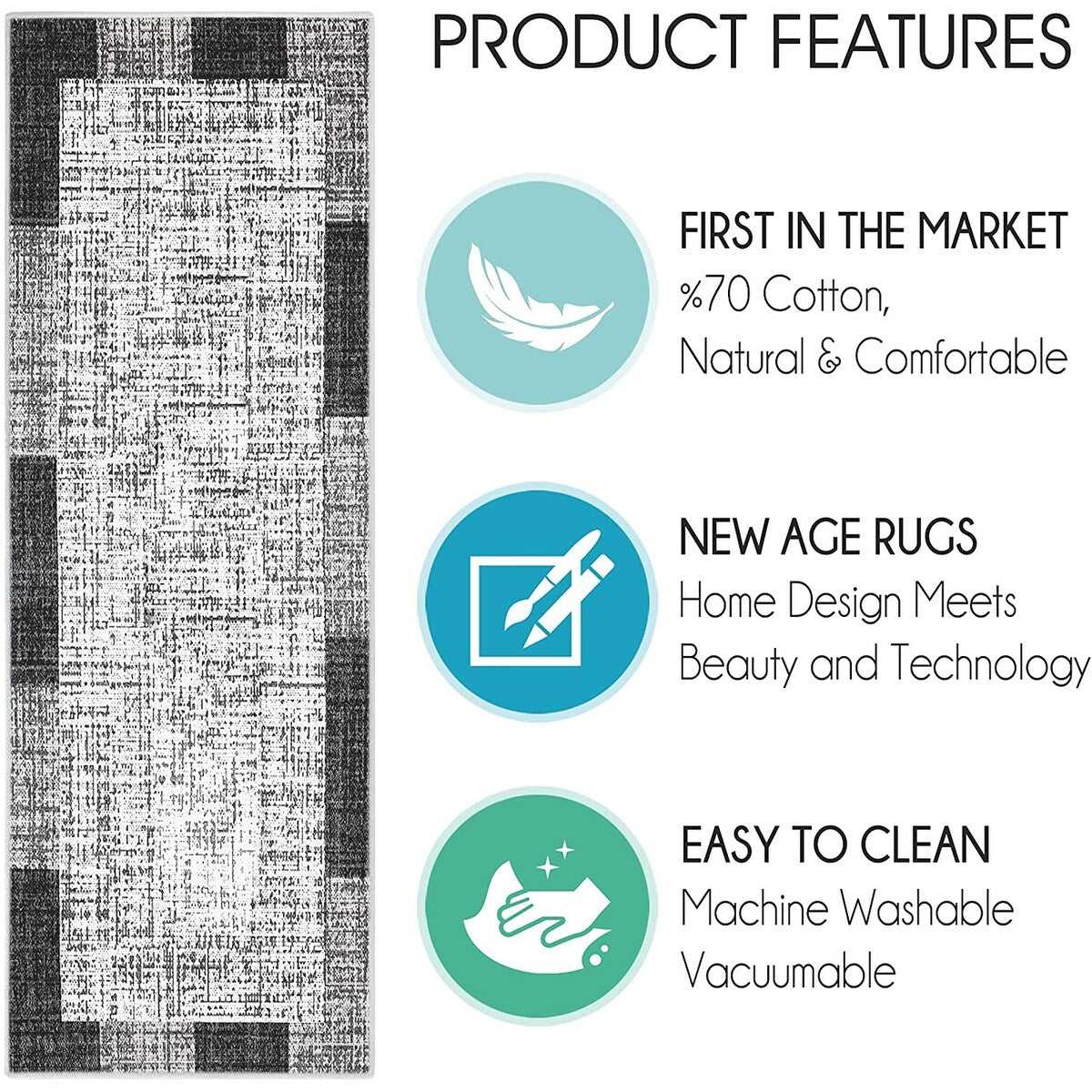 SussexHome Washable Ultra Thin Laundry Room Rug Runner - 20" x 59"