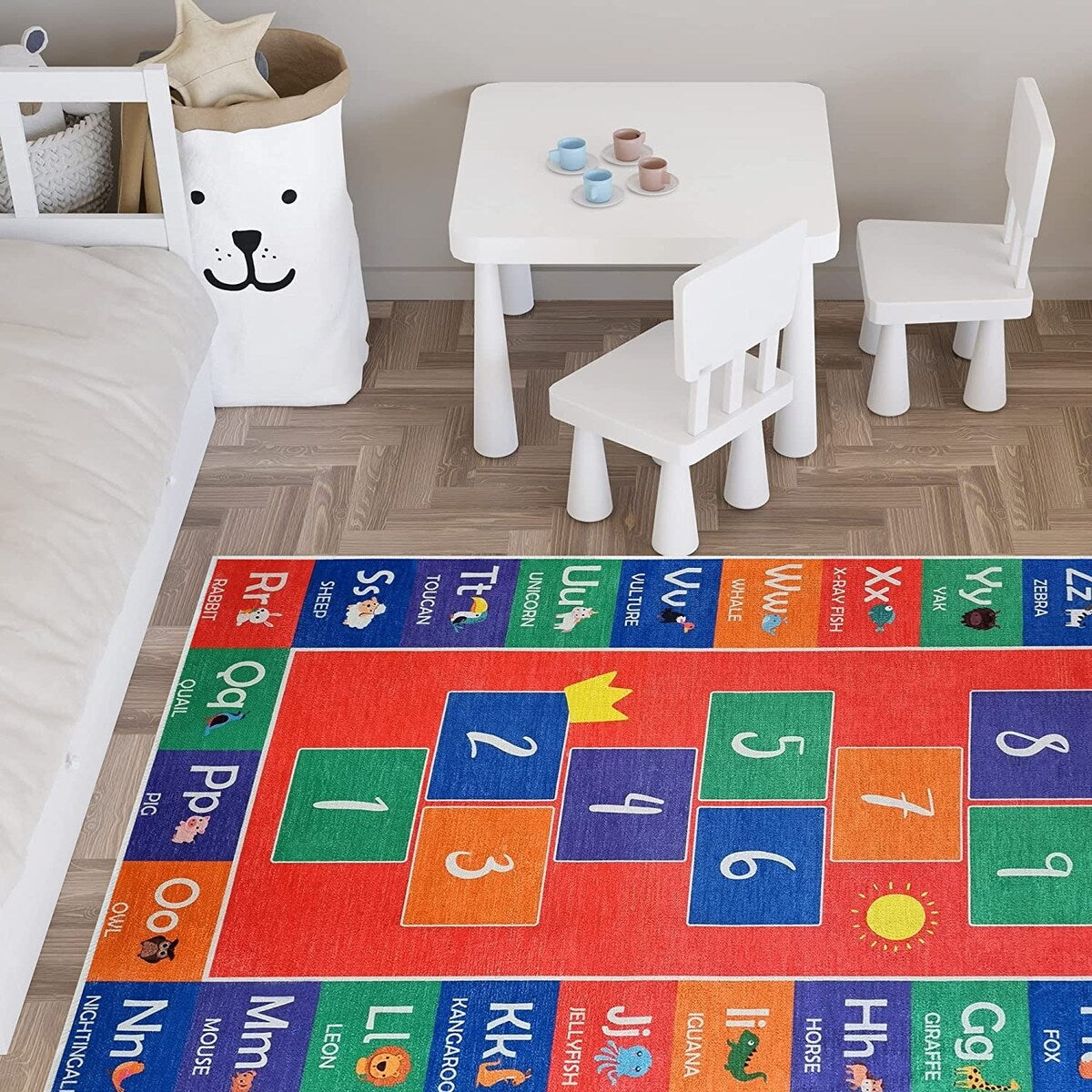 Sussexhome Low Pile Non-Slip Washable Educational Rug