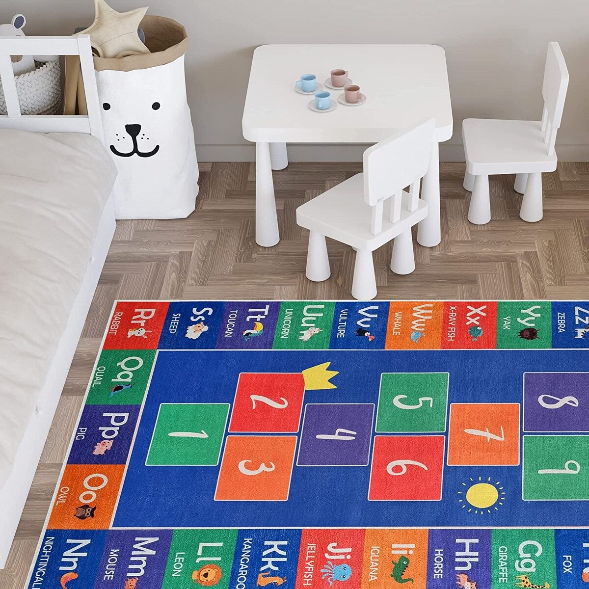 Sussexhome Low Pile Non-Slip Washable Educational Rug