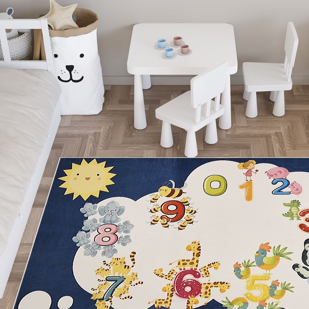 Sussexhome Low Pile Non-Slip Washable Educational Rug
