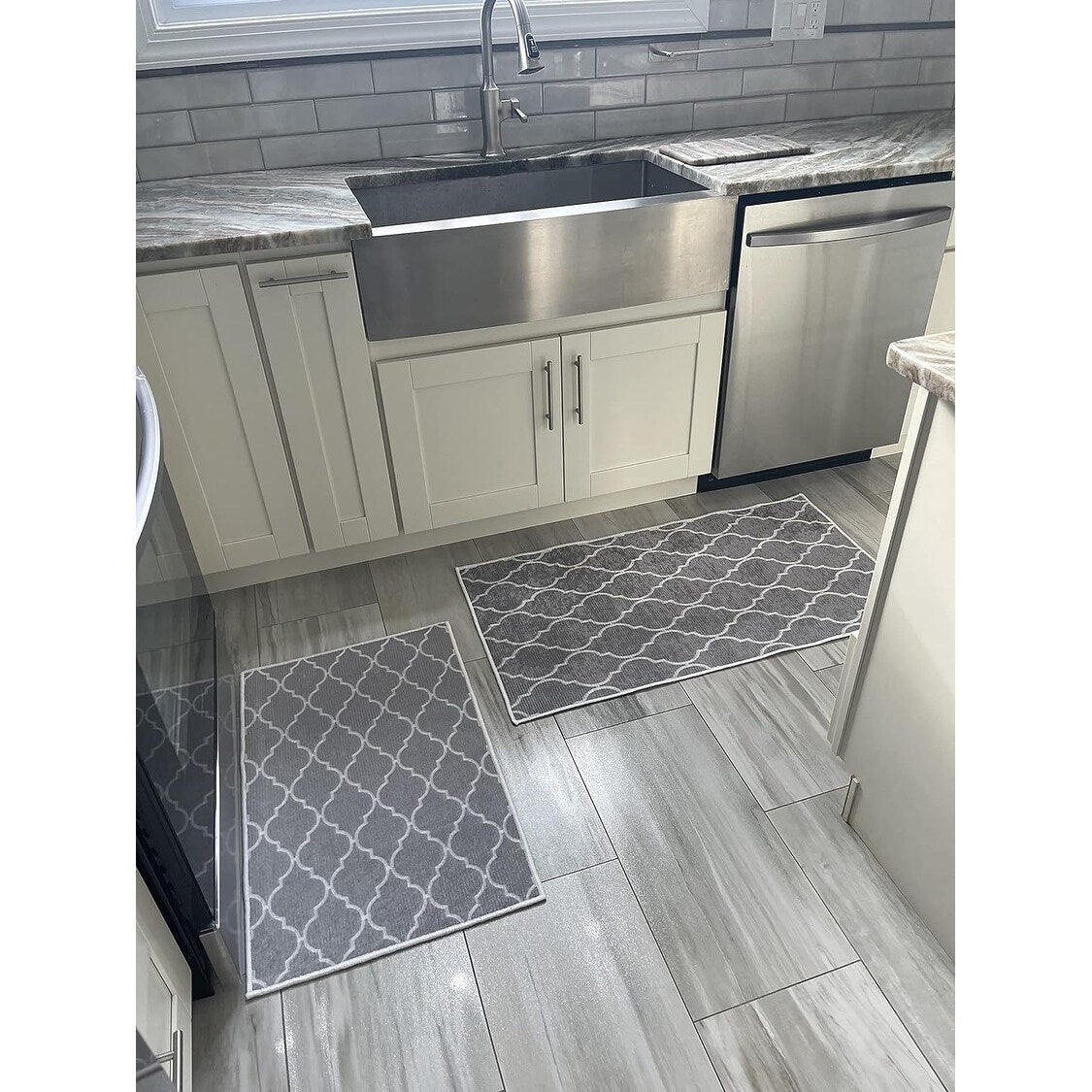 Sussexhome Non Skid Washable Kitchen Runner Rugs Set of 2 - Set of 44 x 24 and 31.5 x 20 Inches