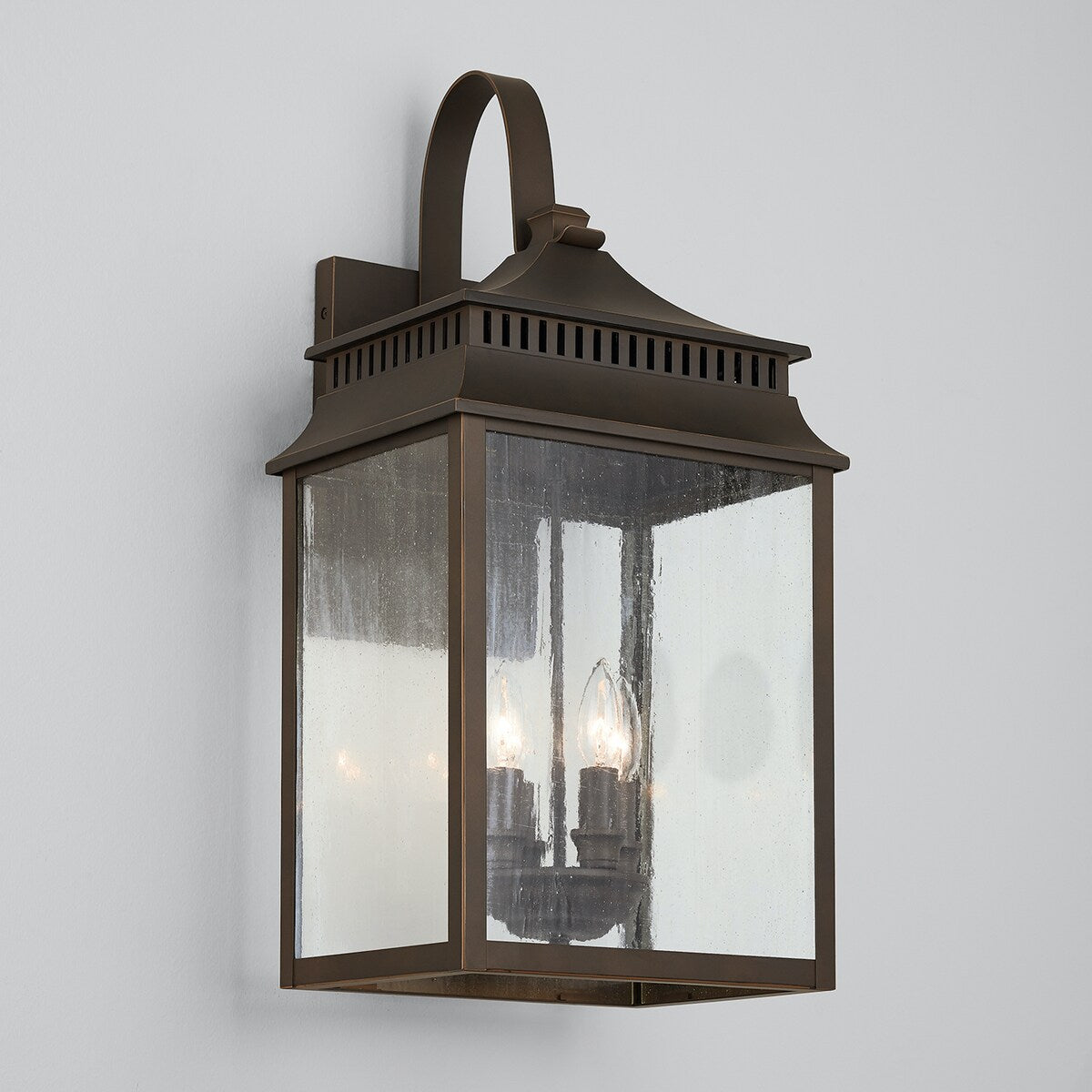 Sutter Creek Oiled Bronze Outdoor Wall Lantern w/ Antiqued Water Glass