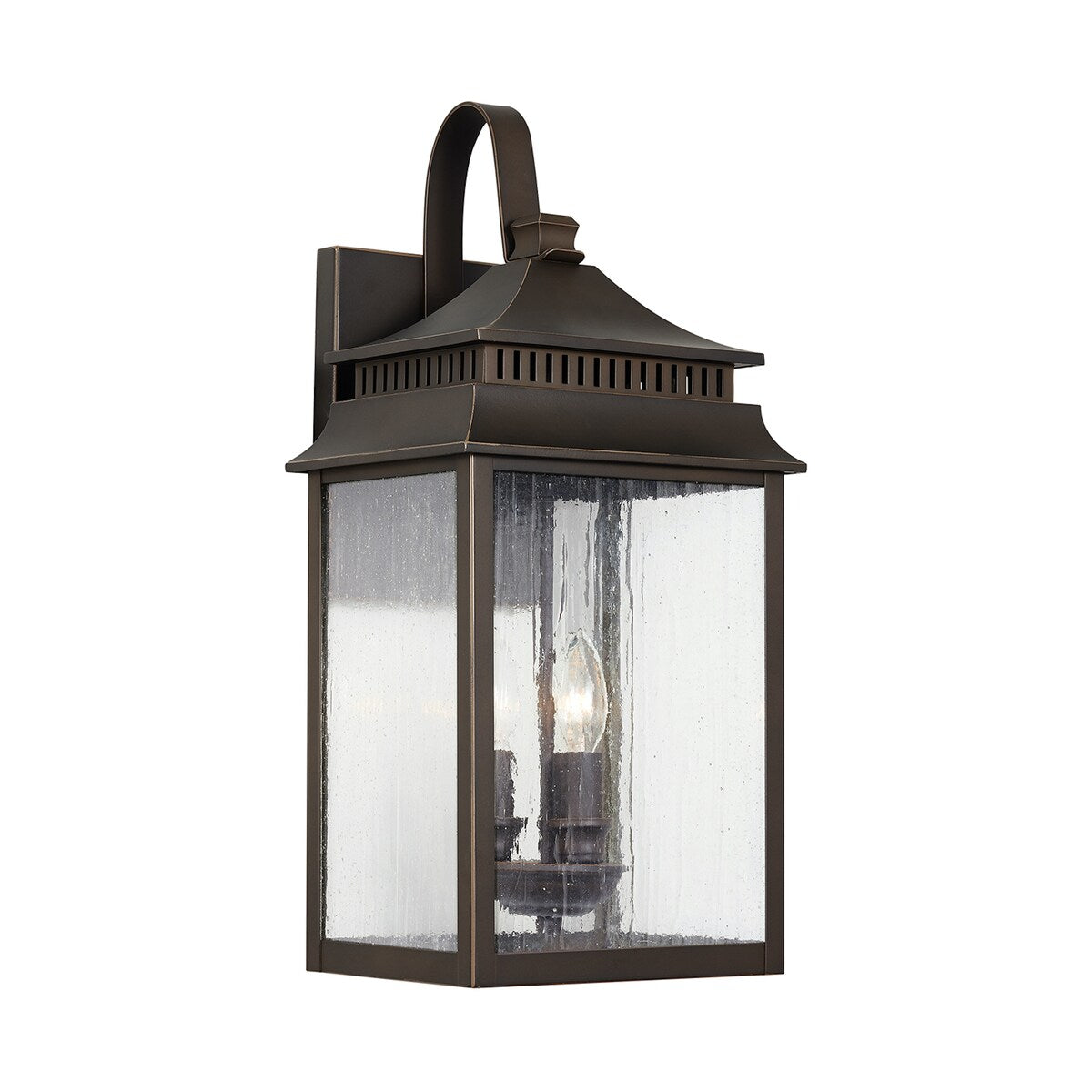 Sutter Creek Oiled Bronze Outdoor Wall Lantern w/ Antiqued Water Glass
