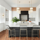 Sutton 2-light Soft Gold Drum Pendant w/ White Fabric Shade & Frosted Glass Diffuser