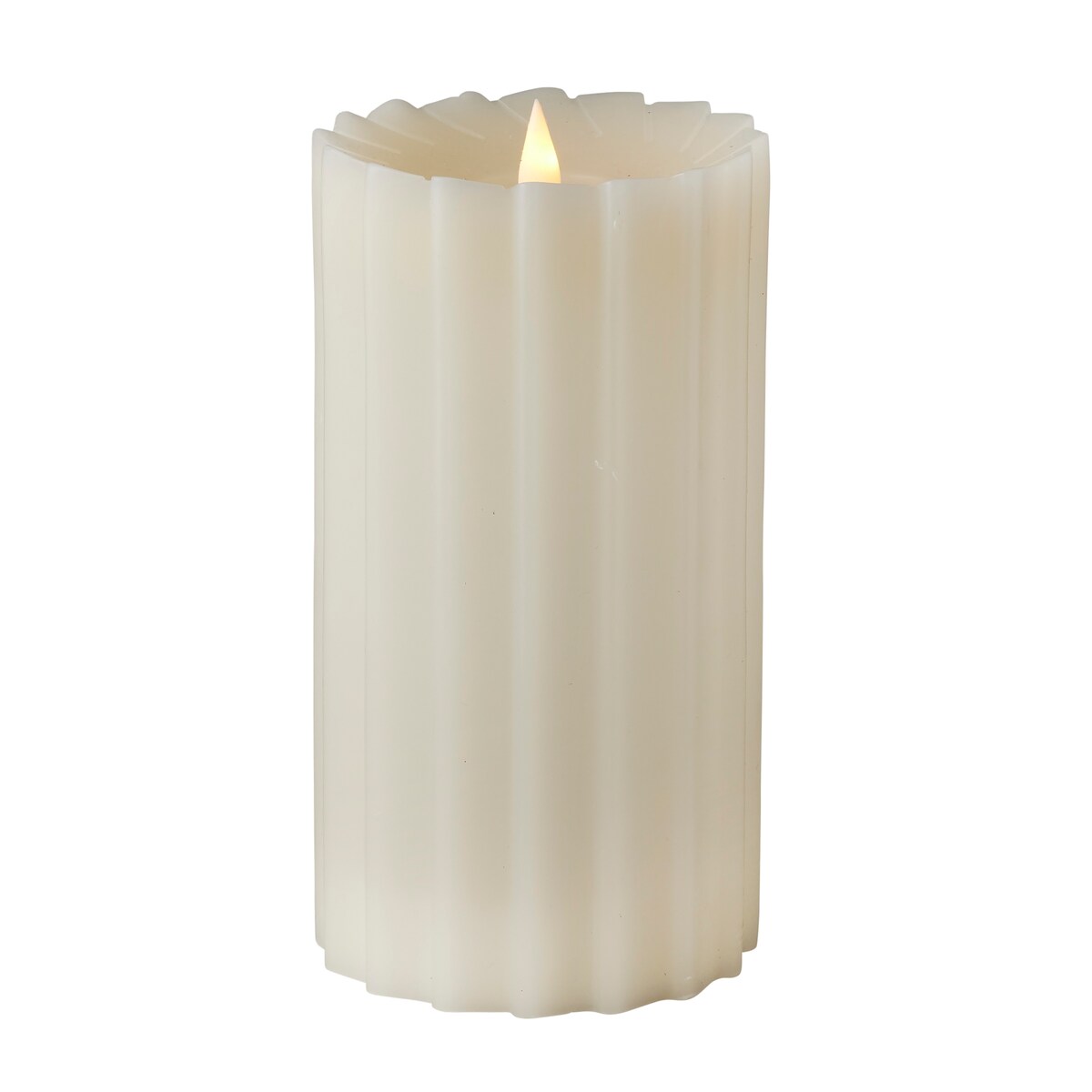 Sutton Fluted Motion Flameless Candle 4x8 Ivory