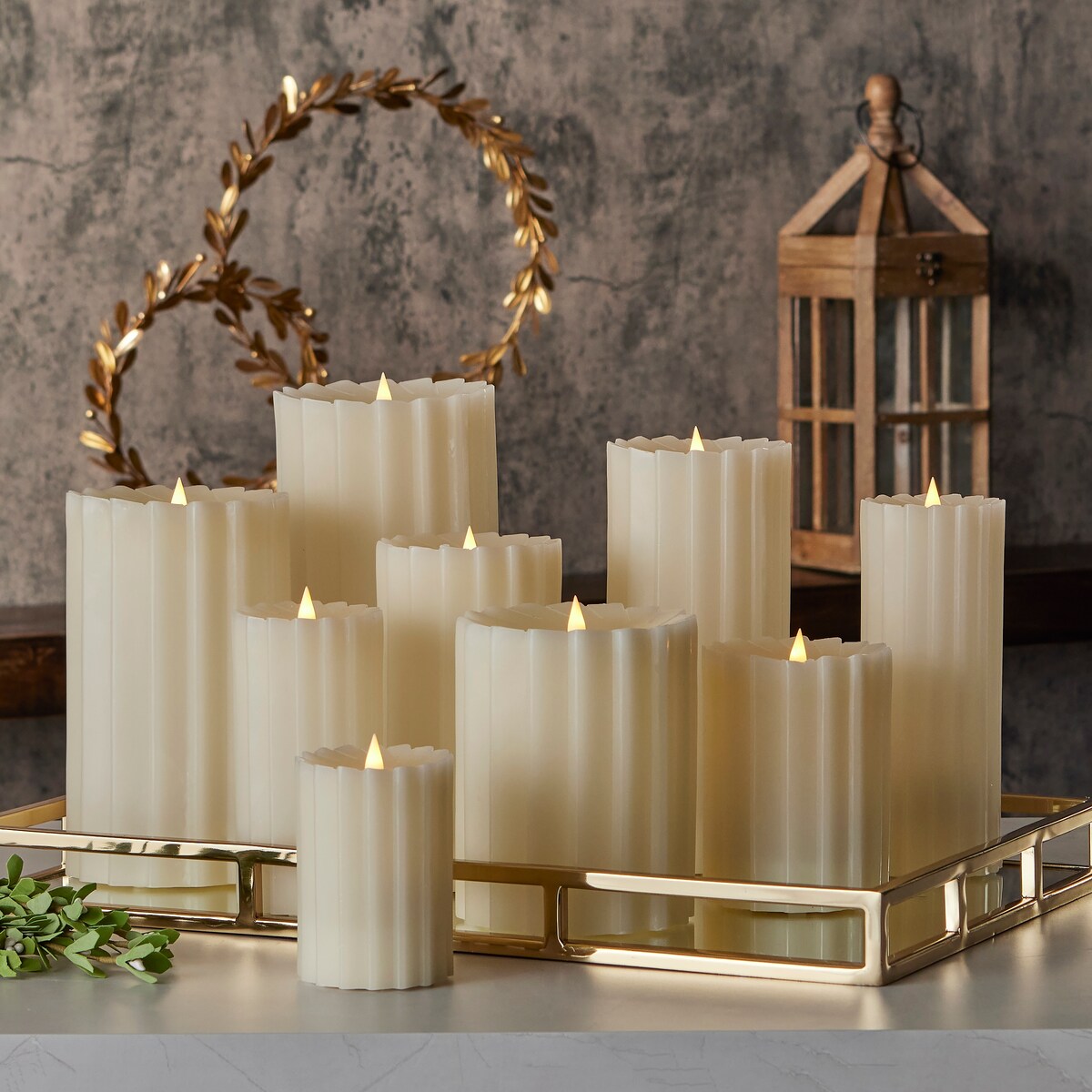 Sutton Fluted Motion Flameless Candle 4x8 Ivory