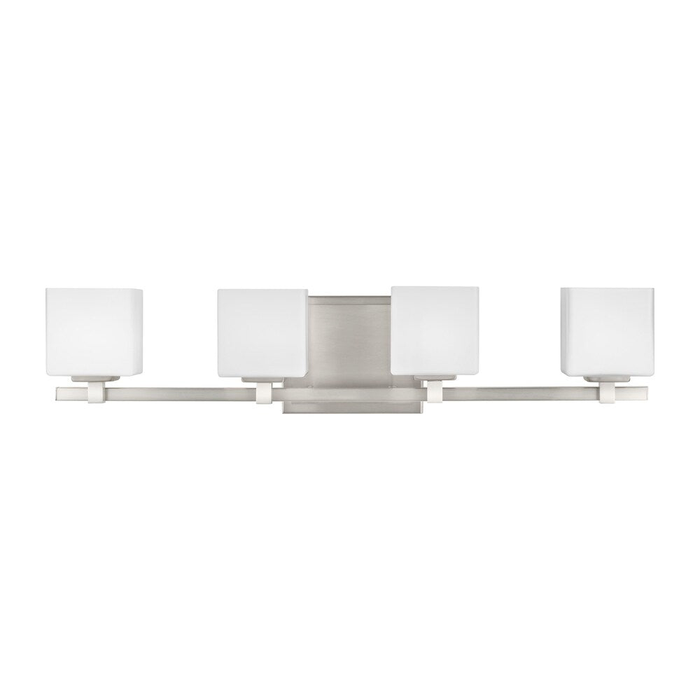 Sutton Steel 4-light Vanity with Opal Etched Glass Shade
