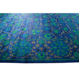 Patterned & Floral, One-of-a-Kind Hand-Knotted Area Rug - Blue, 10' 3" x 13' 10" - 10 x 14