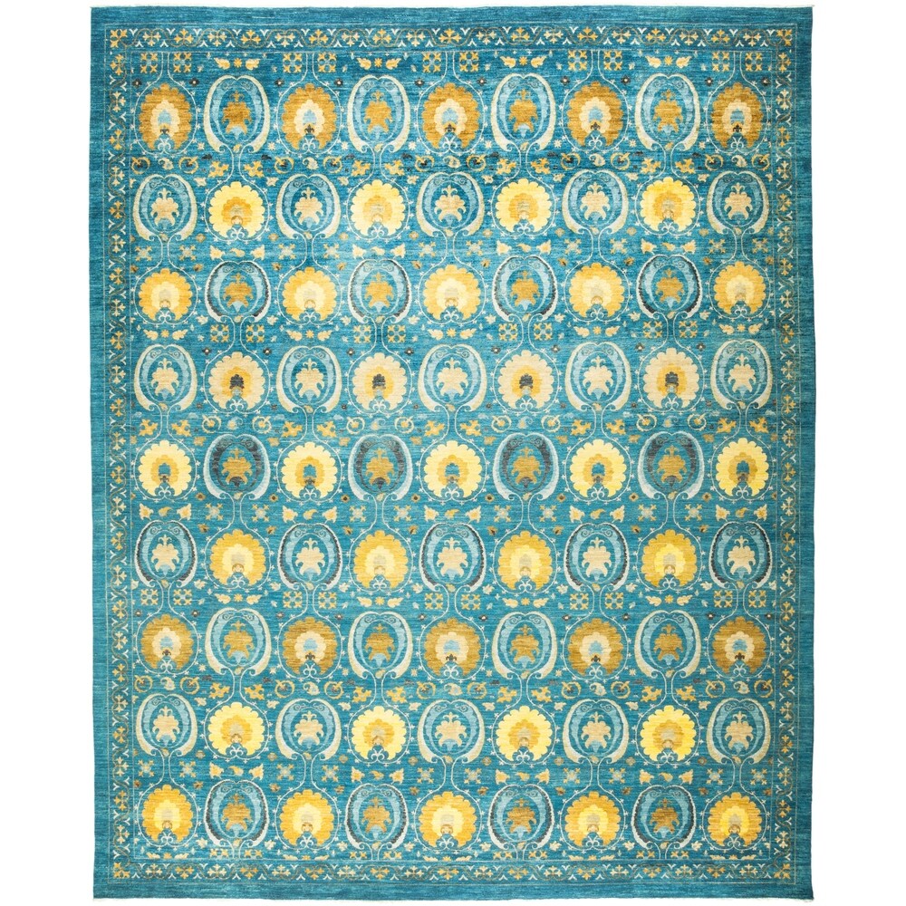 Suzani, Hand Knotted Area Rug - 12' 1" x 15' 0" - 12'1" x 15'/Surplus