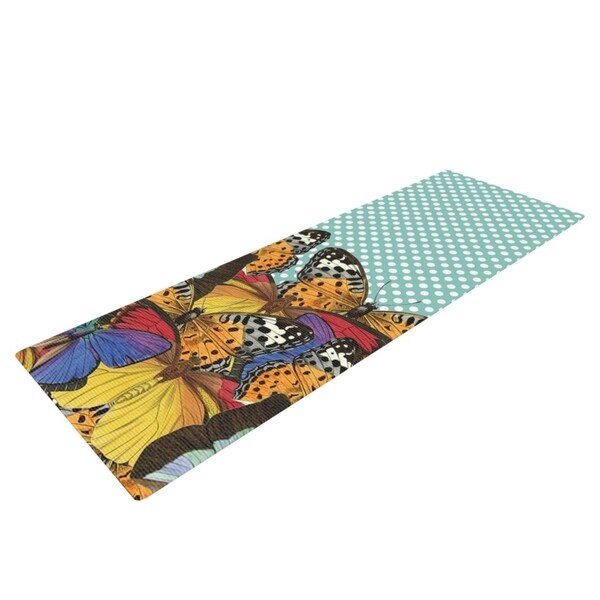 Suzanne Carter "Butterfly Polka" Teal Multicolor Yoga Mat - Multi