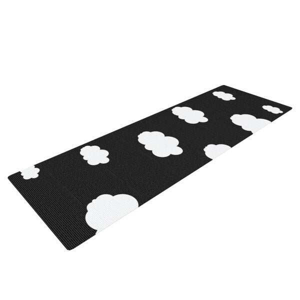 Suzanne Carter "Clouds" Black White Yoga Mat