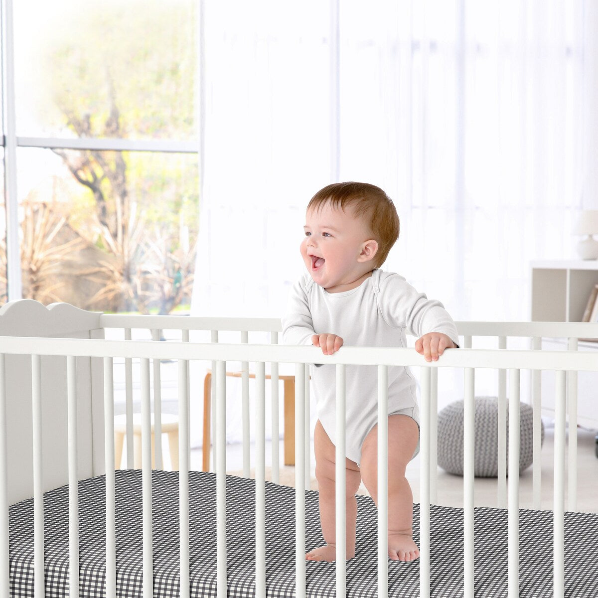 Sweet JoJo Designs Gingham Print Fitted Crib Sheet